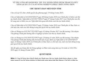 Quyết định 4030/QĐ-UBND 2019 thủ tục hành chính thuộc quản lý của Sở Nông nghiệp Hải Dương