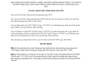 Quyết định 35/2019/QĐ-UBND thi đua Xây dựng phát triển hạ tầng giao thông tỉnh Thái Nguyên