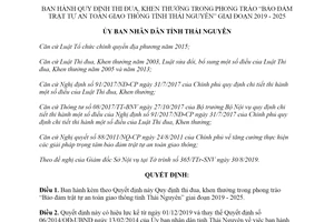 Quyết định 33/2019/QĐ-UBND thi đua phong trào Bảo đảm trật tự an toàn giao thông Thái Nguyên
