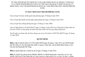Quyết định 48/2019/QĐ-UBND bãi bỏ Quyết định 23/2016/QĐ-UBND vận tải bằng xe taxi Đà Nẵng