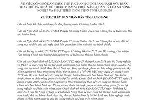 Quyết định 2778/QĐ-UBND 2019 công bố thủ tục hành chính Sở Nông nghiệp tỉnh An Giang