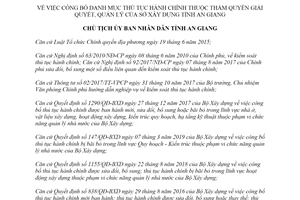 Quyết định 2775/QĐ-UBND 2019 công bố danh mục thủ tục hành chính Sở Xây dựng tỉnh An Giang