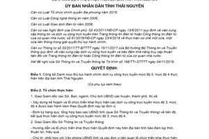 Quyết định 3713/QĐ-UBND 2019 công bố thủ tục hành chính dịch vụ công trực tuyến tỉnh Thái Nguyên