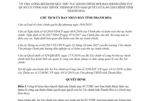 Quyết định 4915/QĐ-UBND 2019 thủ tục hành chính Quản lý công sản thuộc Sở Tài chính Thanh Hóa