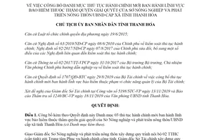 Quyết định 4916/QĐ-UBND 2019 công bố thủ tục hành chính mới bảo hiểm Sở Nông nghiệp Thanh Hóa