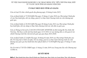 Quyết định 2787/QĐ-UBND 2019 danh mục hoạt động Xúc tiến thương mại đầu tư du lịch An Giang