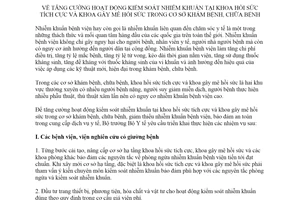 Chỉ thị 13/CT-BYT 2019 kiểm soát nhiễm khuẩn khoa hồi sức gây mê hồi sức cơ sở khám chữa bệnh