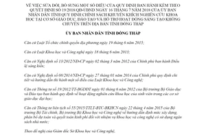 Quyết định 28/2019/QĐ-UBND sửa đổi Quyết định khuyến khích nghiên cứu khoa học Đồng Tháp