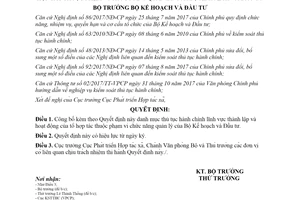 Quyết định 1831/QĐ-BKHĐT 2019 công bố thủ tục hành chính thành lập hoạt động của tổ hợp tác