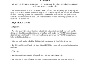 Kế hoạch 196/KH-VKSTC 2019 thi hành Luật Thi hành án hình sự trong ngành Kiểm sát nhân dân