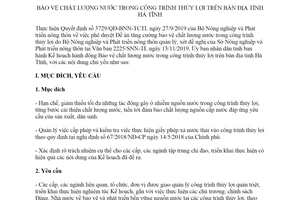 Kế hoạch 391/KH-UBND 2019 bảo vệ chất lượng nước trong công trình thủy lợi tỉnh Hà Tĩnh