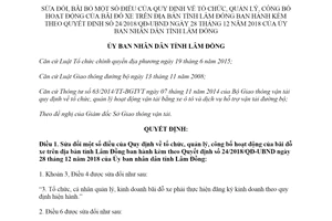 Quyết định 49/2019/QĐ-UBND tổ chức quản lý công bố hoạt động bãi đỗ xe tỉnh Lâm Đồng
