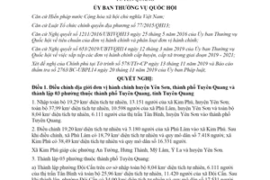 Nghị quyết 816/NQ-UBTVQH14 2019 sắp xếp đơn vị hành chính cấp huyện cấp xã tỉnh Tuyên Quang