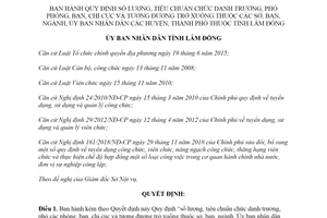 Quyết định 50/2019/QĐ-UBND quy định số lượng tiêu chuẩn chức danh các phòng ban tỉnh Lâm Đồng