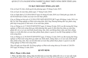 Quyết định 30/2019/QĐ-UBND quản lý an toàn thực phẩm với nông sản ngành Nông nghiệp Lạng Sơn