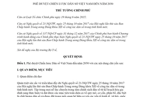 Quyết định 1679/QĐ-TTg 2019 phê duyệt Chiến lược Dân số Việt Nam đến năm 2030