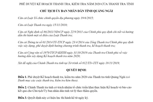 Quyết định 1774/QĐ-UBND 2019 phê duyệt Kế hoạch thanh tra kiểm tra Thanh tra tỉnh Quảng Ngãi