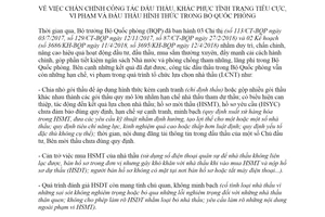 Chỉ thị 102/CT-BQP 2019 chấn chỉnh đấu thầu khắc phục tình trạng tiêu cực vi phạm đấu thầu hình thức