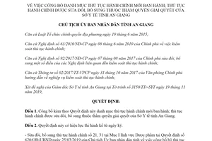 Quyết định 2811/QĐ-UBND 2019 công bố thủ tục hành chính thuộc Sở Y tế An Giang