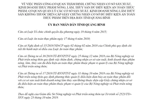 Quyết định 37/2019/QĐ-UBND thẩm định giấy chứng nhận cơ sở sản xuất thực phẩm tỉnh Quảng Bình