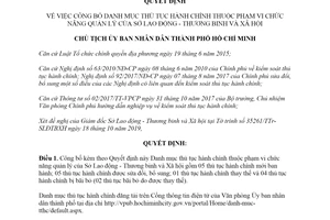 Quyết định 5038/QĐ-UBND 2019 công bố thủ tục hành chính quản lý của Sở Lao động Hồ Chí Minh