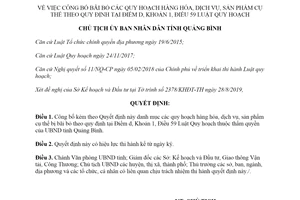 Quyết định 4595/QĐ-UBND 2019 bãi bỏ Quy hoạch hàng hóa dịch vụ sản phẩm tỉnh Quảng Bình