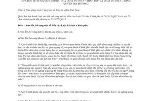 Law 47/2019/QH14 amendments Law Government Organization Law Local Government Organization