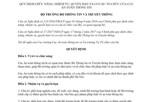 Quyết định 2036/QĐ-BTTTT 2019 nhiệm vụ quyền hạn và cơ cấu tổ chức Cục An toàn thông tin