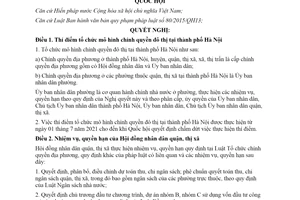 Nghị quyết 97/2019/QH14 thí điểm tổ chức mô hình chính quyền đô thị tại thành phố Hà Nội