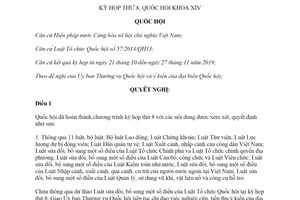 Nghị quyết 101/2019/QH14 2019 kỳ họp thứ 8 Quốc hội khóa XIV