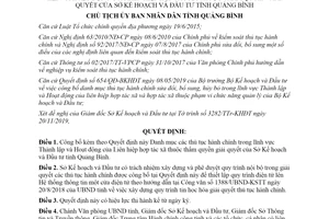 Quyết định 4640/QĐ-UBND 2019 công bố thủ tục hành chính hợp tác xã Sở Kế hoạch tỉnh Quảng Bình