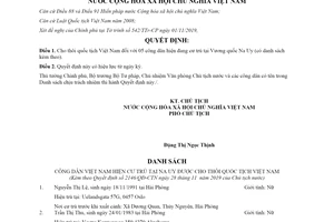 Quyết định 2146/QĐ-CTN 2019 thôi quốc tịch Việt Nam đối với công dân hiện đang cư trú tại Na Uy