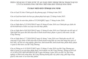 Quyết định 36/2019/QĐ-UBND phân cấp quản lý an toàn thực phẩm ngành Công Thương Quảng Ninh