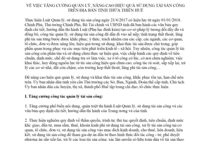 Chỉ thị 22/CT-UBND 2019 tăng cường nâng cao hiệu quả sử dụng tài sản công Thừa Thiên Huế