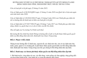 Thông tư 85/2019/TT-BTC hướng dẫn phí và lệ phí thẩm quyền quyết định Hội đồng nhân dân tỉnh