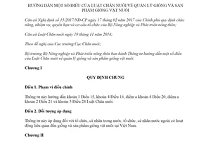 Thông tư 22/2019/TT-BNNPTNT hướng dẫn Luật Chăn nuôi quản lý giống sản phẩm vật nuôi