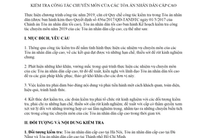Kế hoạch 535/KH-TANDTC 2019 kiểm tra công tác chuyên môn các Tòa án nhân dân cấp cao
