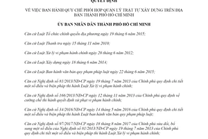 Quyết định 30/2019/QĐ-UBND Quy chế phối hợp quản lý trật tự xây dựng Thành phố Hồ Chí Minh