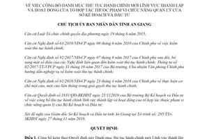 Quyết định 2876/QĐ-UBND 2019 thủ tục hành chính thành lập tổ hợp tác Sở Kế hoạch An Giang