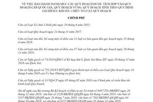 Nghị quyết 110/NQ-CP 2019 Danh mục quy hoạch tích hợp vào quy hoạch cấp quốc gia vùng tỉnh