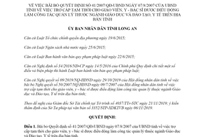 Quyết định 53/2019/QĐ-UBND trợ cấp tạm thời cho giáo viên ngành Giáo dục và Đào tạo Long An
