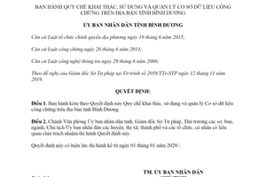 Quyết định 29/2019/QĐ-UBND khai thác sử dụng và quản lý Cơ sở dữ liệu công chứng Bình Dương
