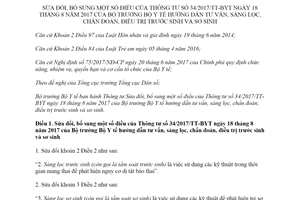 Thông tư 30/2019/TT-BYT sửa đổi Thông tư 34/2017/TT-BYT sàng lọc chẩn đoán trước sinh sơ sinh