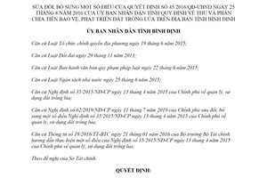 Quyết định 55/2019/QĐ-UBND quy định thu phân chia tiền bảo vệ phát triển đất trồng lúa Bình Định