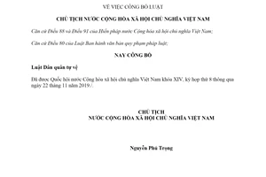 Lệnh công bố Luật Dân quân tự vệ 2019