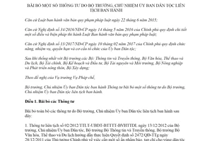 Thông tư 02/2019/TT-UBDT bãi bỏ Thông tư của Bộ trưởng Chủ nhiệm Ủy ban dân tộc ban hành