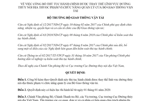 Quyết định 2250/QĐ-BGTVT 2019 thủ tục hành chính đường thủy nội địa thuộc Bộ Giao thông vận tải