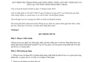 Thông tư 182/2019/TT-BQP việc phạm nhân gặp thân nhân nhận gửi thư nhận quà