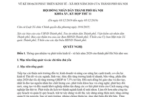 Nghị quyết 22/NQ-HĐND 2019 kế hoạch phát triển kinh tế xã hội thành phố Hà Nội