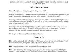 Quyết định 1747/QĐ-TTg 2019 công nhận danh sách xã hoàn thành mục tiêu Chương trình 135